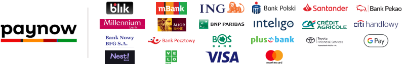 Baner z logotypami banków i metodami płatności Baner z logotypami banków i metodami płatności